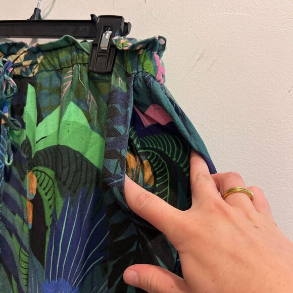 Farm Rio Anthropologie Women Colorful Cropped Pants S Tropique Boho Tropical - Picture 4 of 9